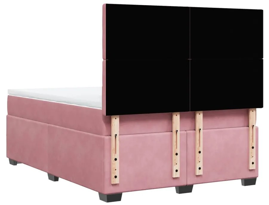 Cama com molas/colchão 160x200 cm veludo rosa
