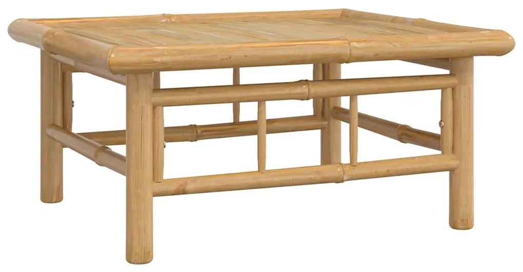 3 pcs conjunto lounge de jardim bambu c/ almofadões branco nata