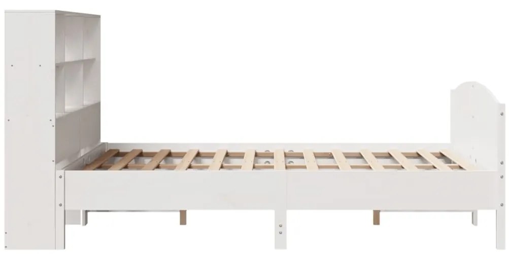 Cama com estante sem colchão 160x200 cm pinho maciço branco