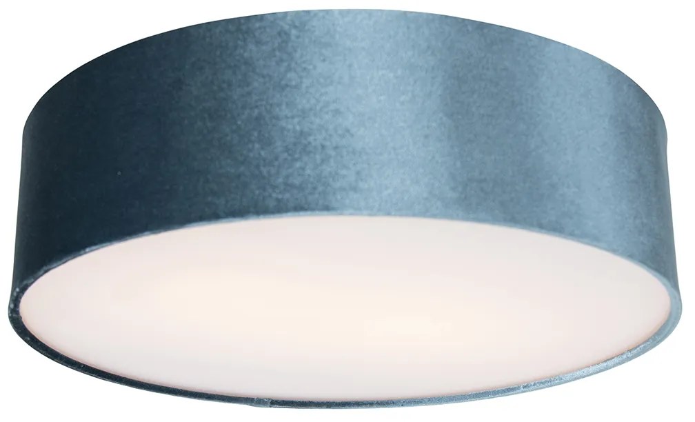 Candeeiro de teto moderno azul 40 cm com interior dourado - Drum Moderno