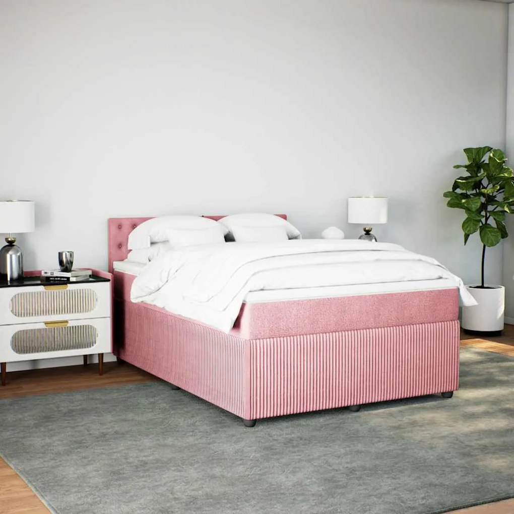 Cama com molas/colchão 160x200 cm veludo rosa