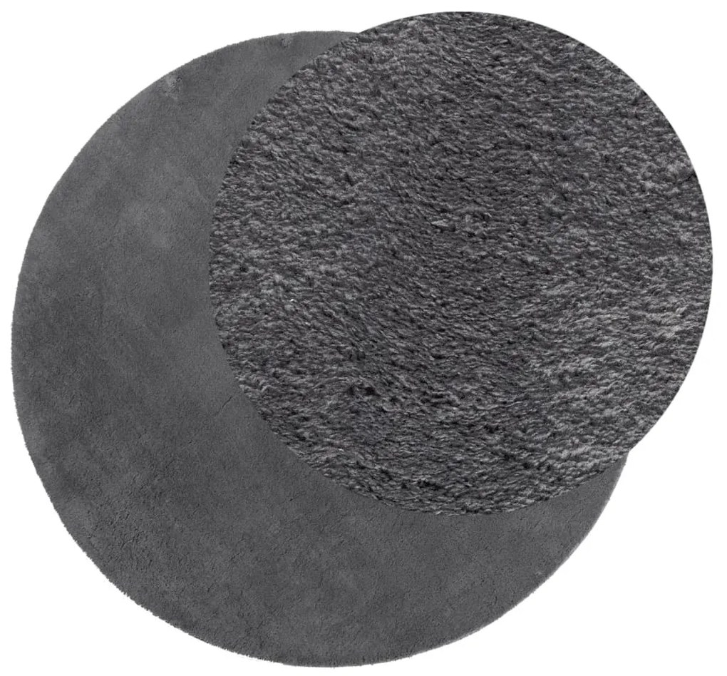 Tapete pelo curto macio e lavável HUARTE Ø 160 cm antracite