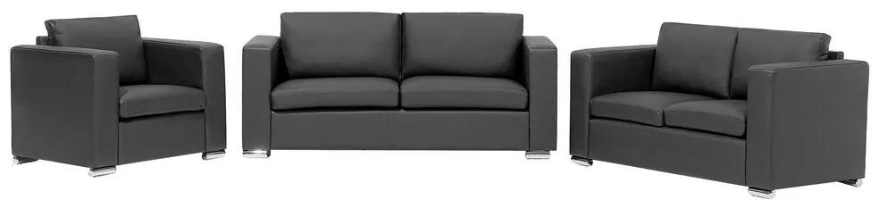 Conjunto de sofás de 6 lugares em pele preta HELSINKI Beliani