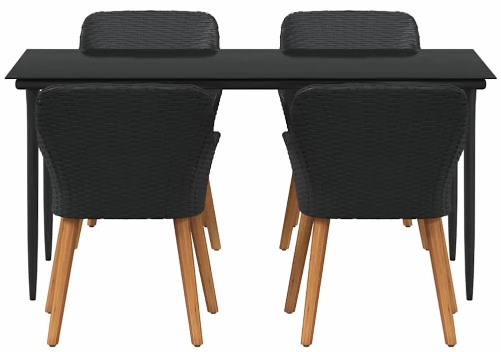 Conjunto de Jantar de Jardim com 5 Peças em Rattan Preto