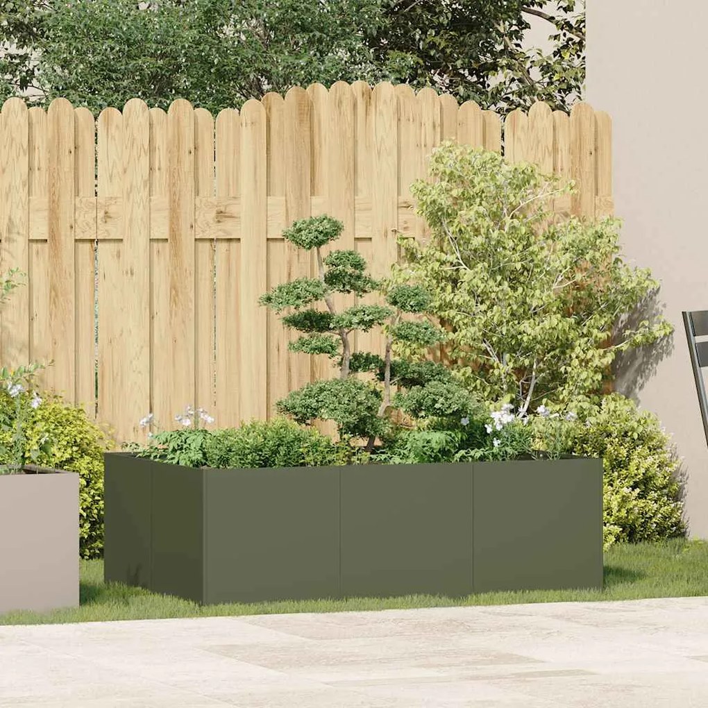 Vaso/floreira 120x80x40 cm aço verde azeitona