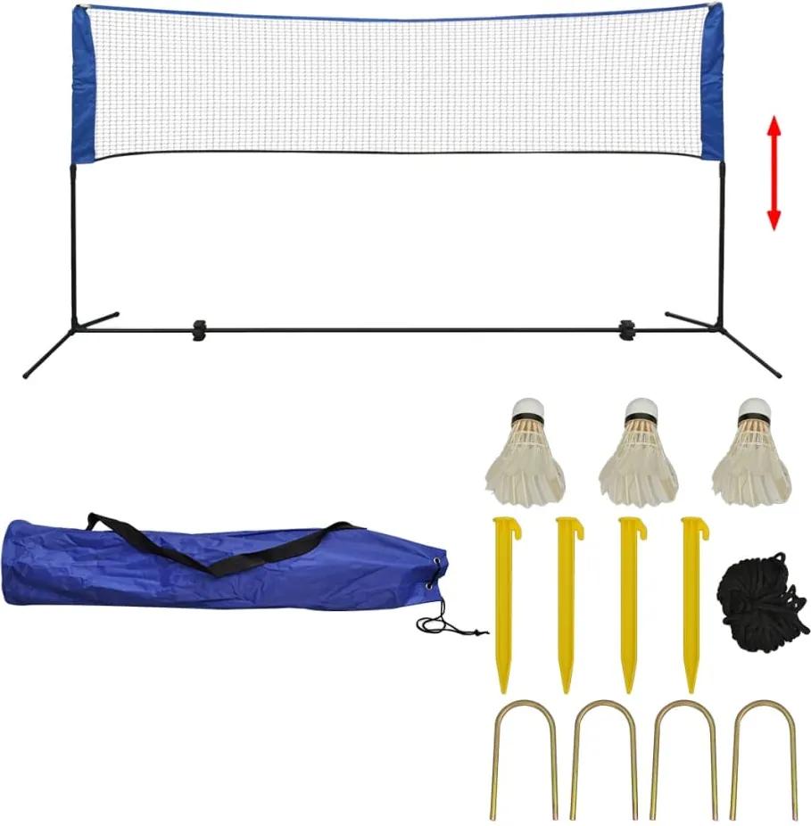 Conjunto rede de badminton com volantes 300 x 155 cm