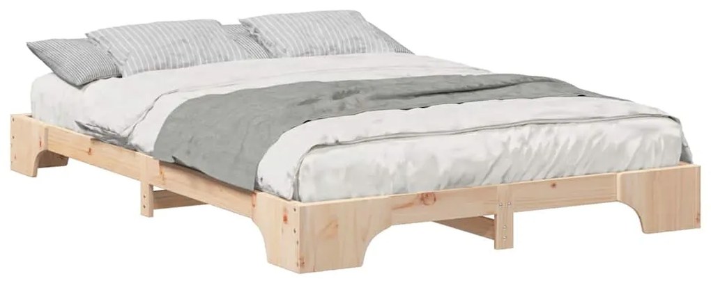 Estrutura de cama de chão Castanho 140 x 210 cm madeira