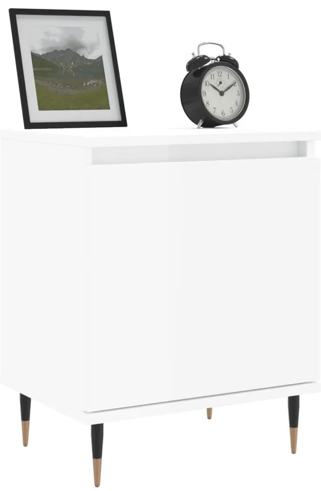 Mesa de cabeceira derivados de madeira branco brilhante