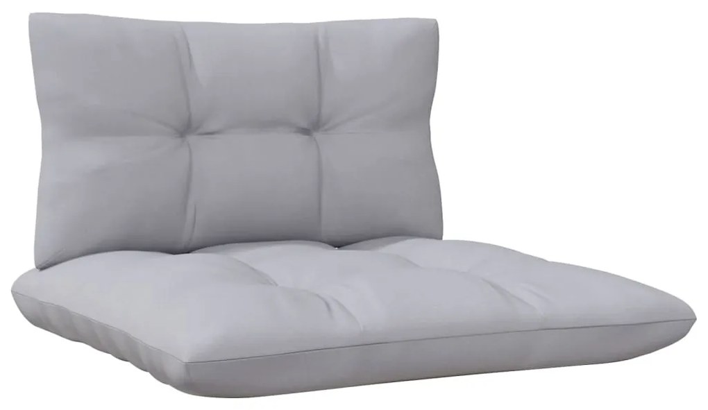 4 pcs conjunto lounge de jardim c/ almofadões cinzentos pinho