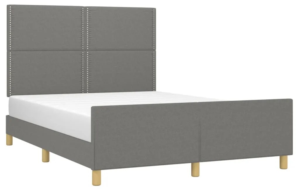 Estrutura de cama sem colchão 140x200 cm tecido cinzento-escuro
