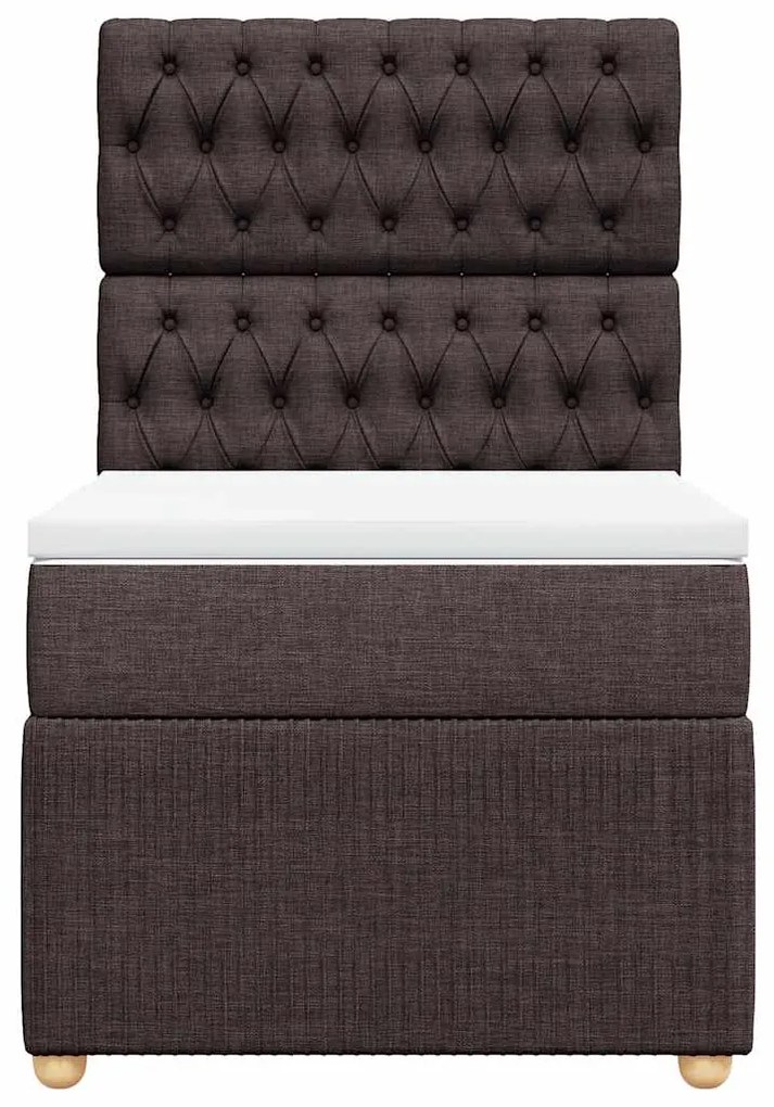 Cama com molas/colchão 100x200 cm tecido castanho-escuro
