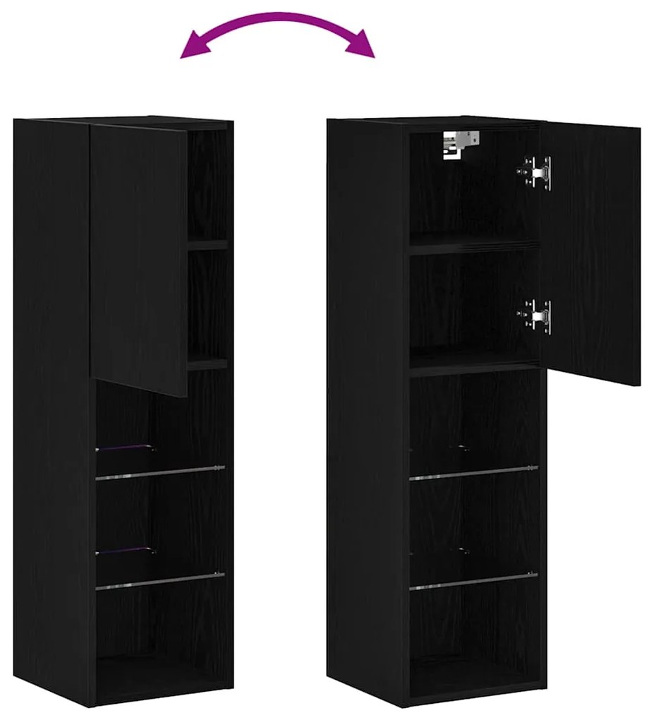 Armário para TV LED vidaXL Preto Carvalho 30,5x30x102 cm Madeira de en