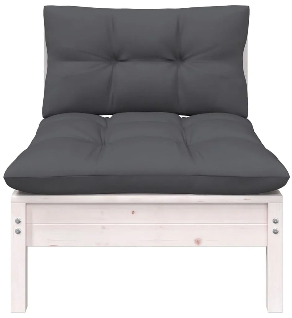 5 pcs conjunto lounge de jardim c/ almofadões pinho maciço
