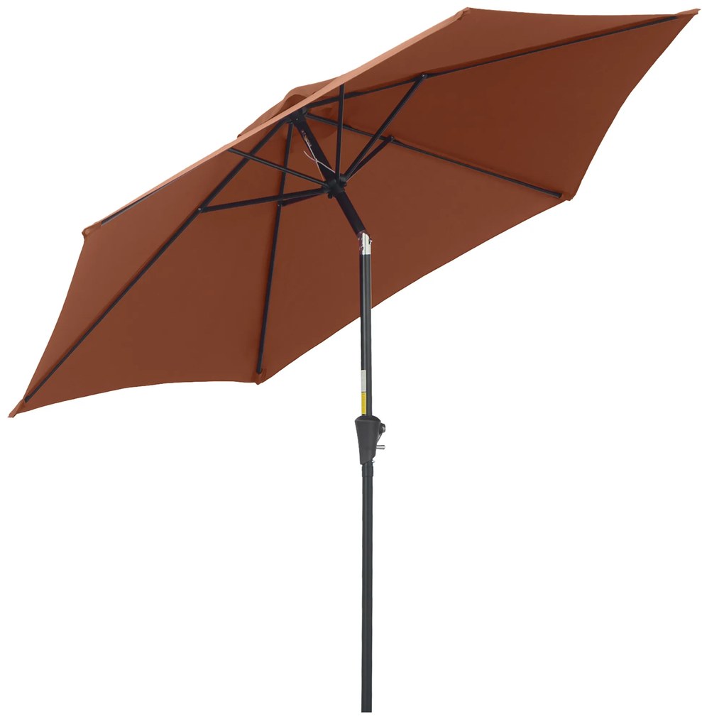 Outsunny Chapéu de Sol Jardim Ø260 cm em Alumínio com Manivela e 6 Hastes – Para Terraço, Varanda ou Café Bege | Aosom Portugal
