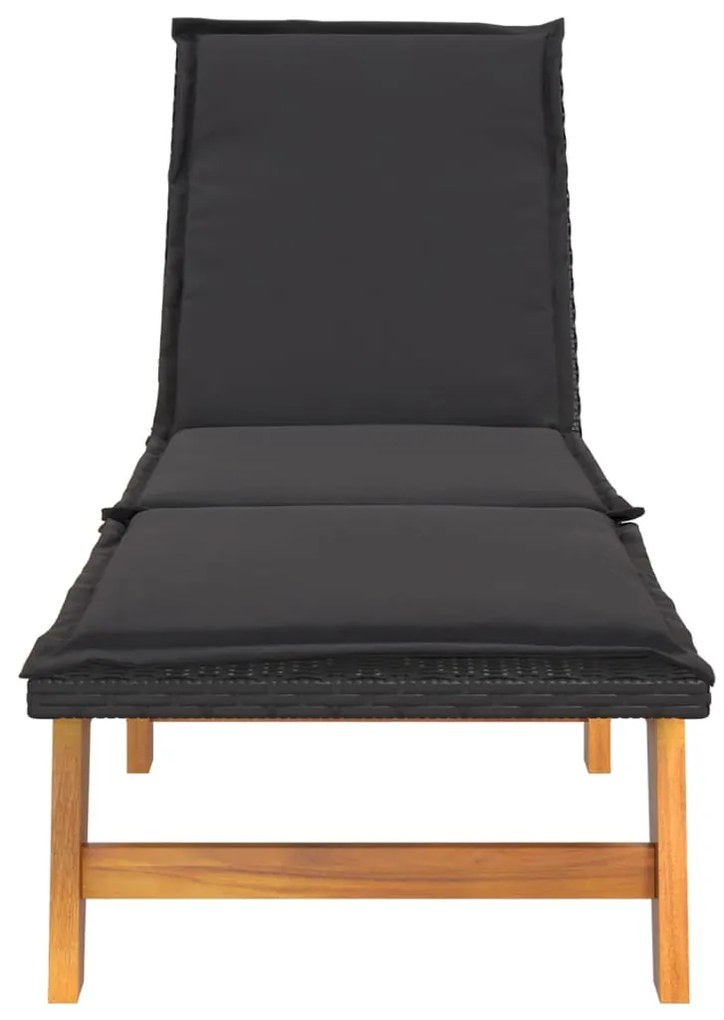 Espreguiçadeira com mesa vime PE e madeira de acácia maciça