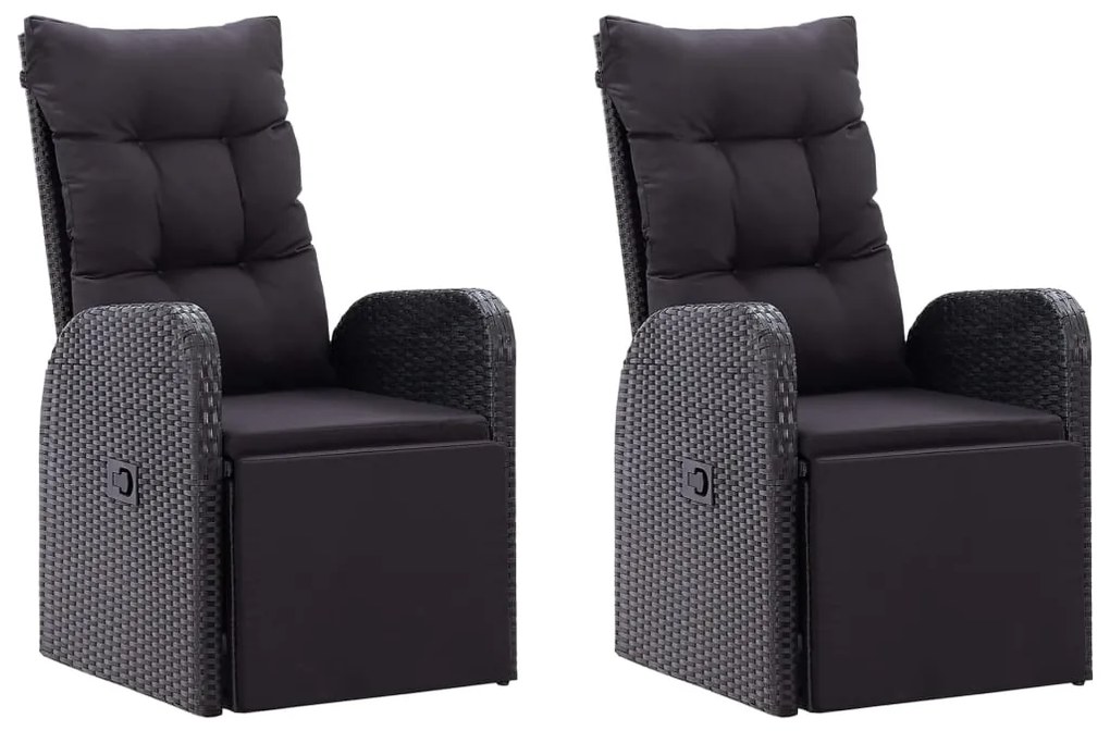 3 pcs conjunto de jantar para jardim preto