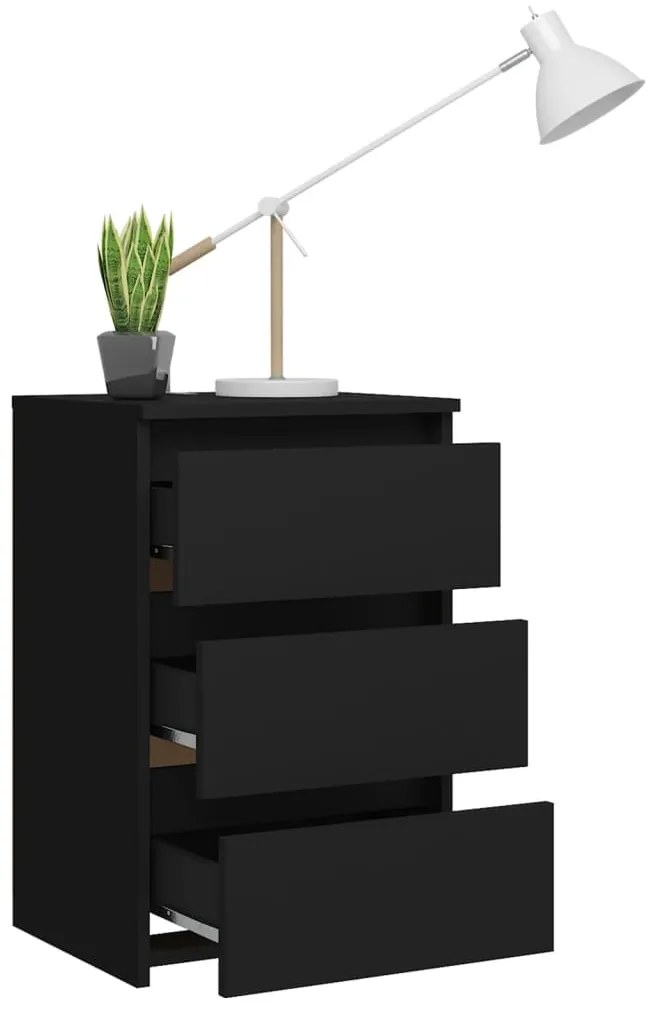 Mesa de cabeceira 40x35x62,5 cm derivados de madeira preto