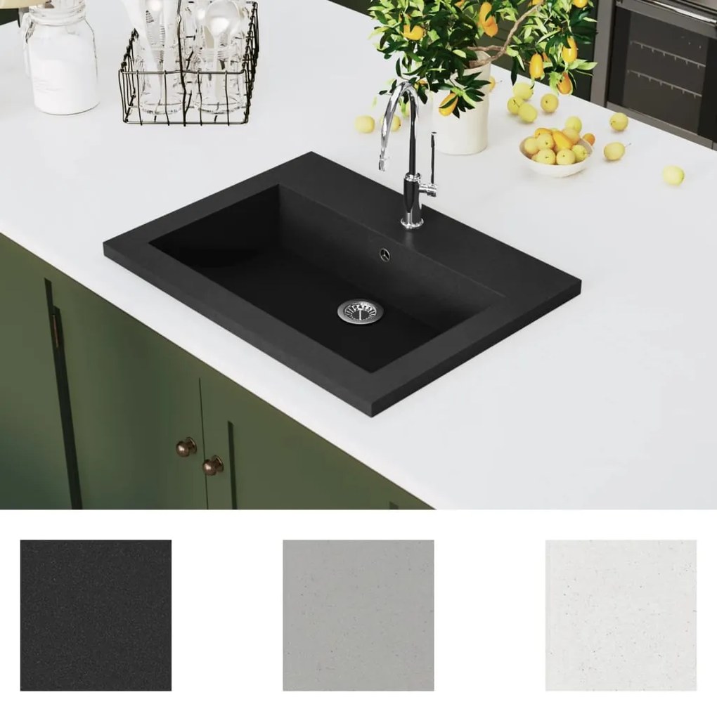 Lavatório de granito 600x450x120 mm preto