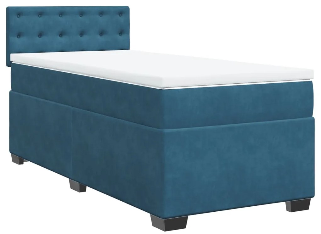 Cama boxspring com colchão 90x200 cm veludo azul