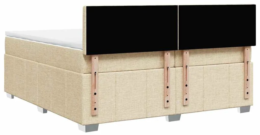 Cama com molas/colchão 200x200 cm tecido cor creme