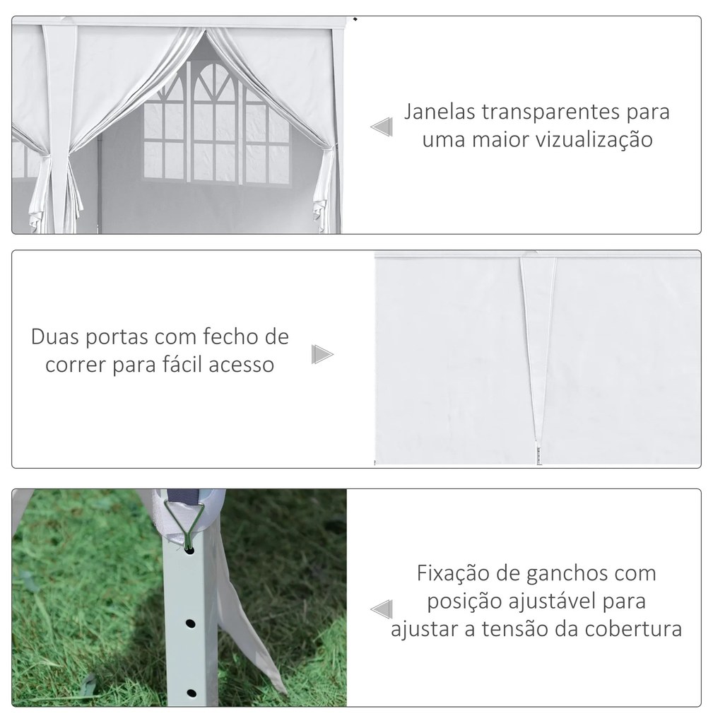 Outsunny Tenda para Festas 585x295x270 cm com Paredes Laterais Amovíve