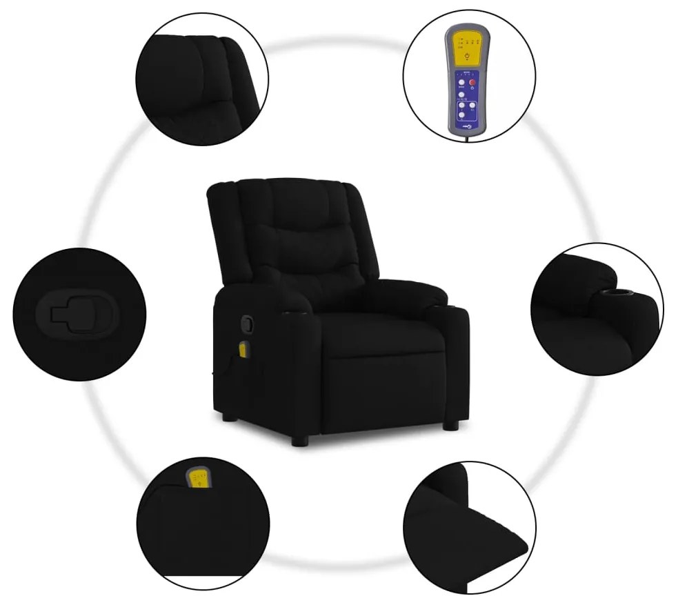 Poltrona de massagens reclinável tecido preto