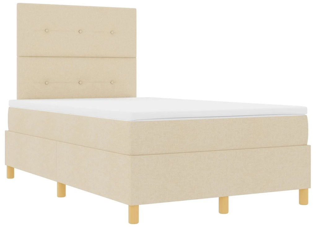 Cama Box Spring com Colchão Creme 120x200 cm Tecido