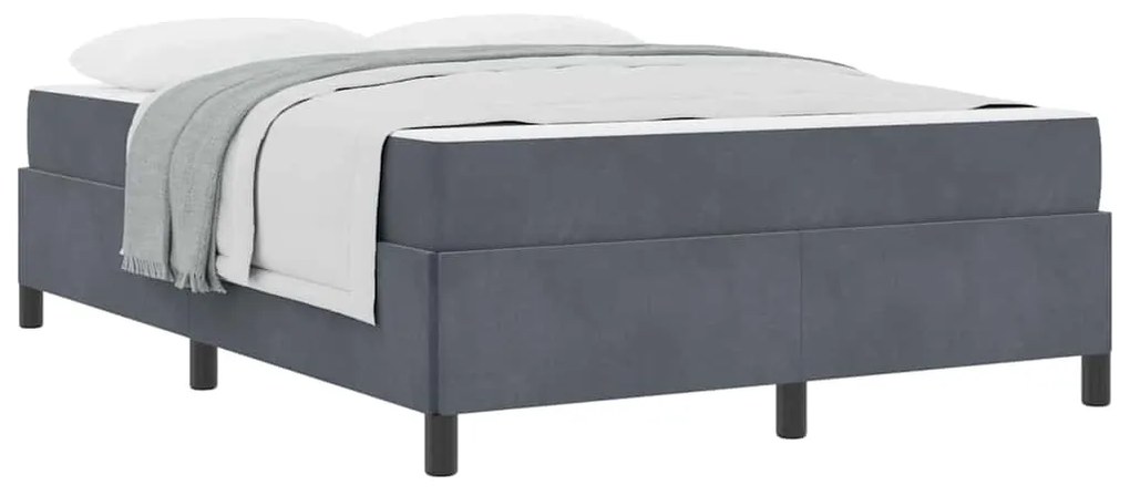 Estrutura da Cama Branco e Cinza Claro 140 x 190 cm Veludo