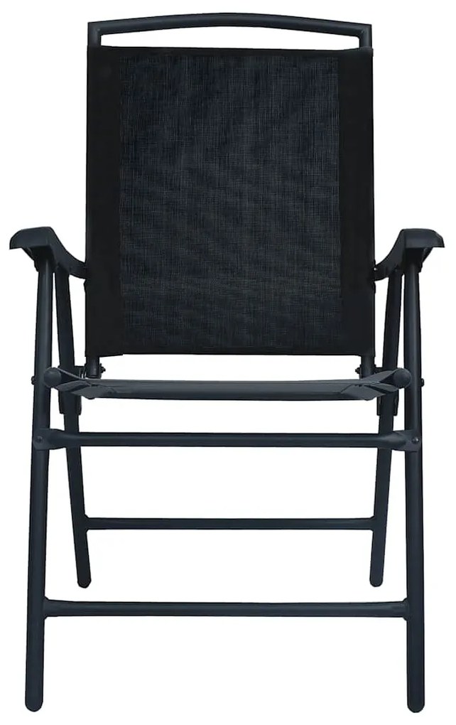 Cadeiras de jardim dobráveis 2 pcs textilene preto