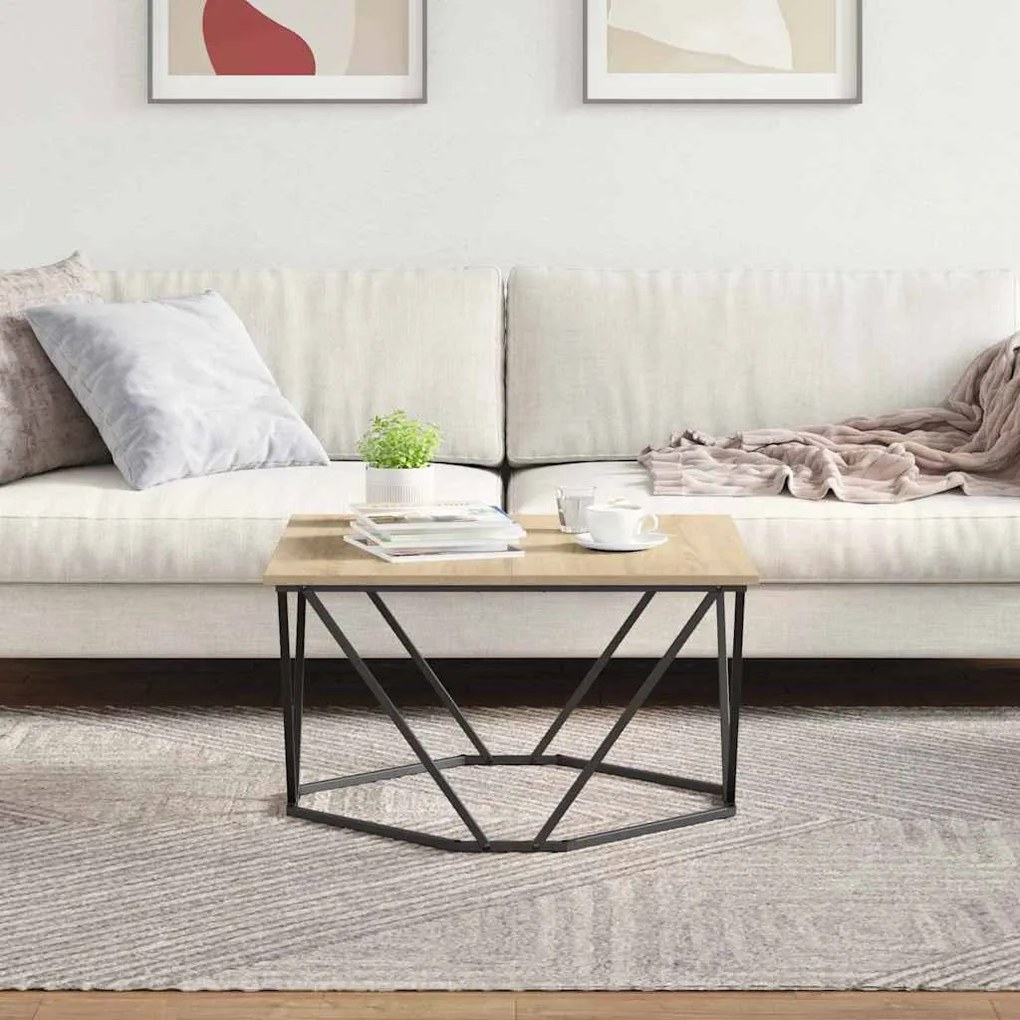 Mesa de Centro Carvalho Sonoma 80x80x45 cm Madeira de engenharia