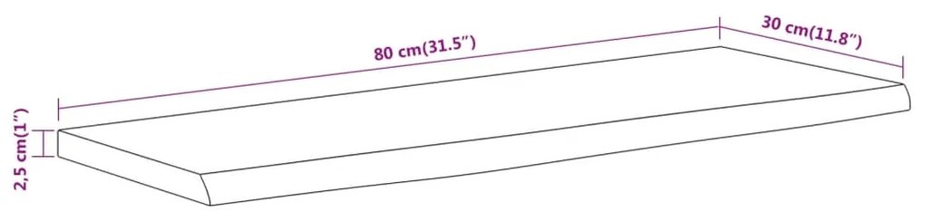 Prateleira de parede retangular 80x30x2,5 cm acácia maciça