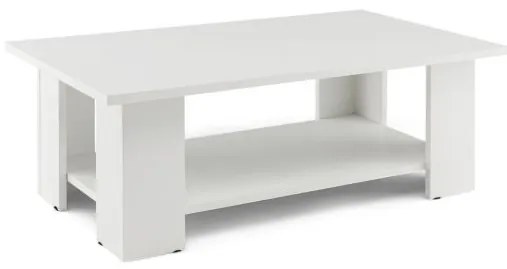 Mesa de centro moderna com estante aberta retangular em madeira para sala de estar 90 x 52 x 32 cm Branco