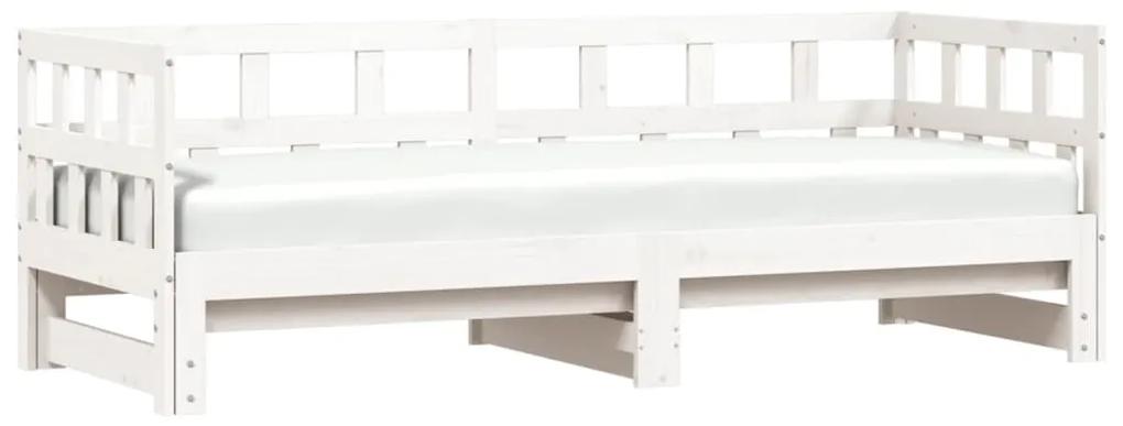 Sofá-cama com gavetão 80x200 cm madeira de pinho maciça branco