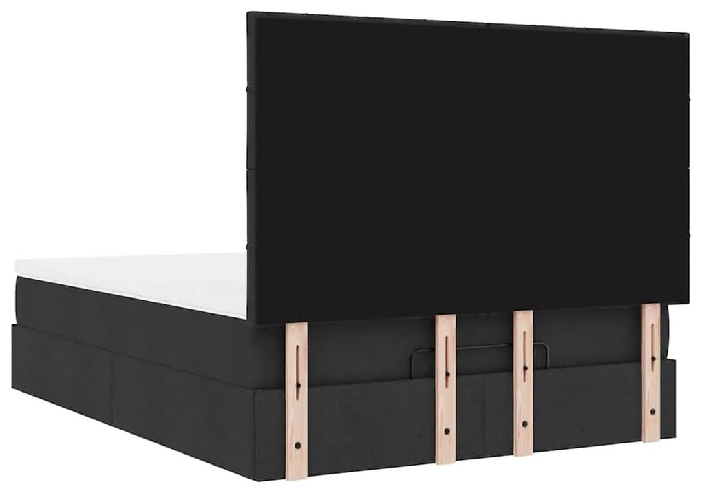 Estrutura de cama otomana com colchão 140x190 cm tecido preto