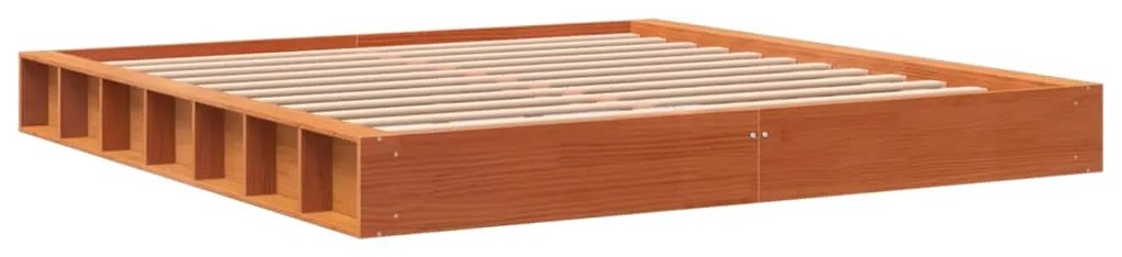 Cama sem colchão 200x200 cm pinho maciço castanho-mel