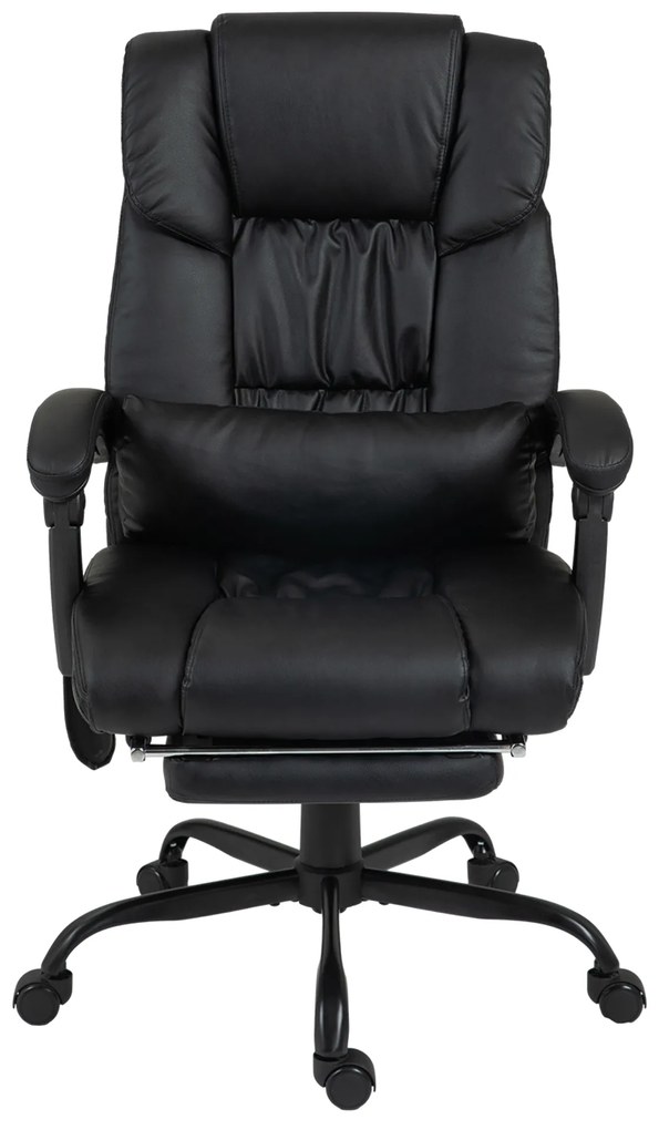 Cadeira de Escritório com Massagem de 6 Pontos Encosto Alto Reclinável Apoio para Pés e Controlo Remoto 66x75x112-122 cm Preto