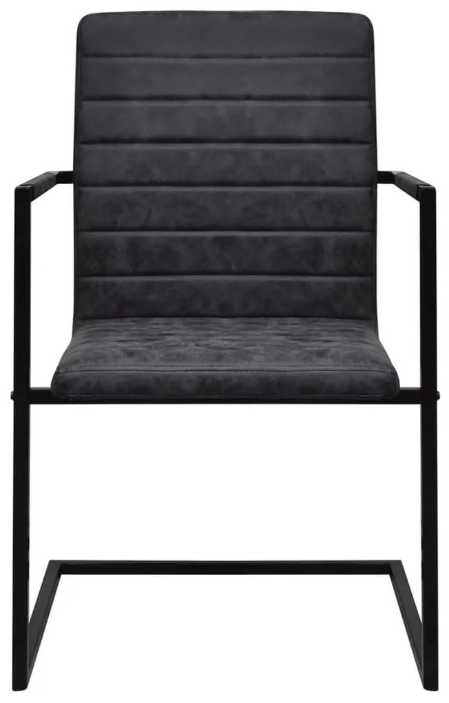 Cadeiras de jantar cantilever 2 pcs couro artificial preto