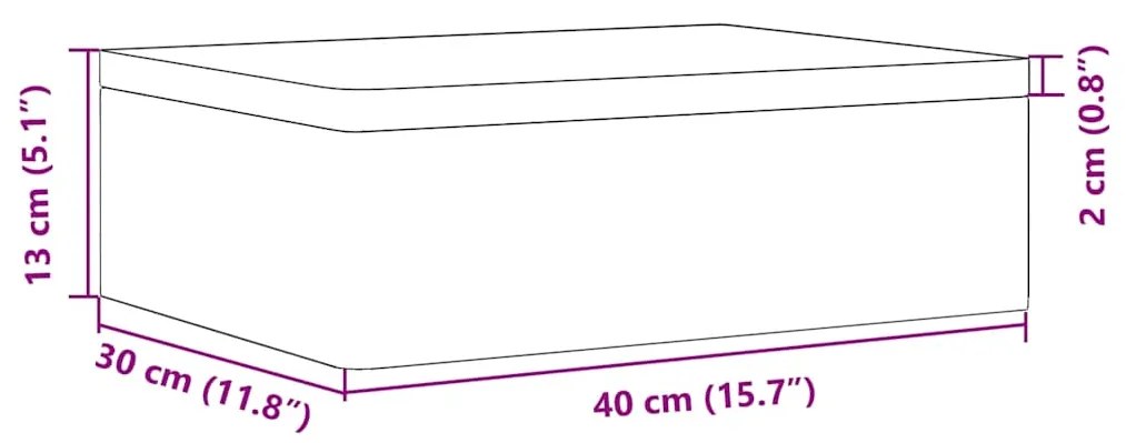 Caixa de madeira com tampa 40x30x13 cm pinho de madeira maciça