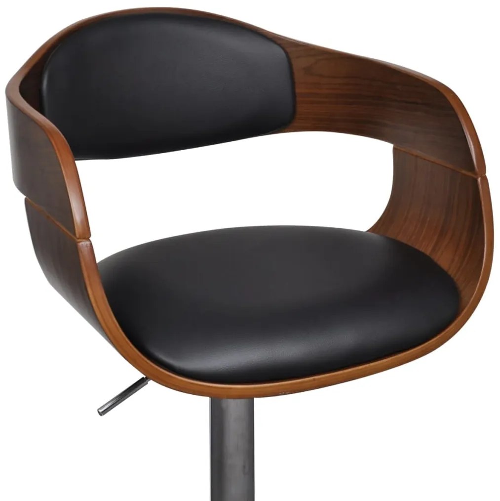 Bancos de bar 2 pcs madeira curvada e couro artificial preto