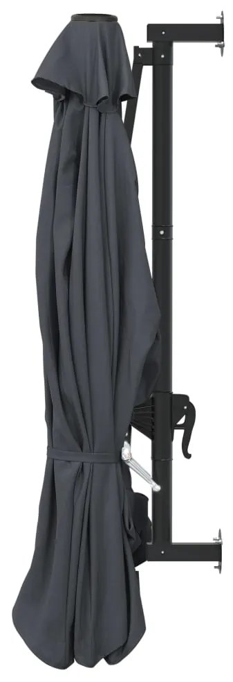 Guarda-sol de parede com mastro de metal 300 cm antracite