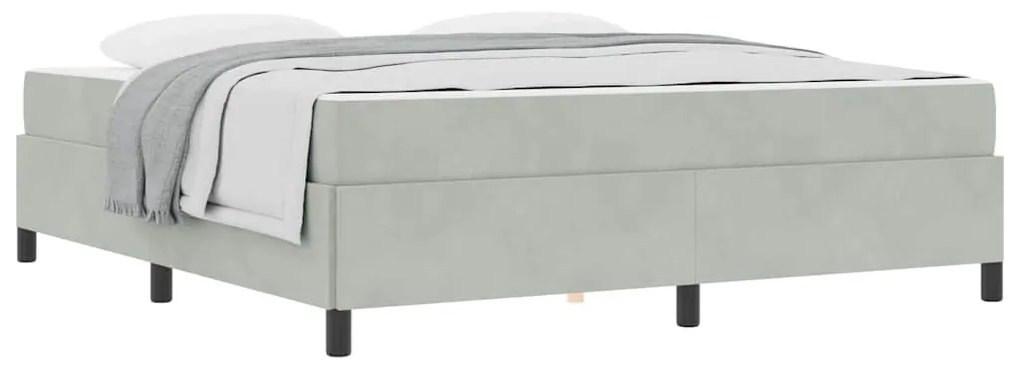 Estrutura da Cama Branco e Cinza Claro 180 x 200 cm Veludo