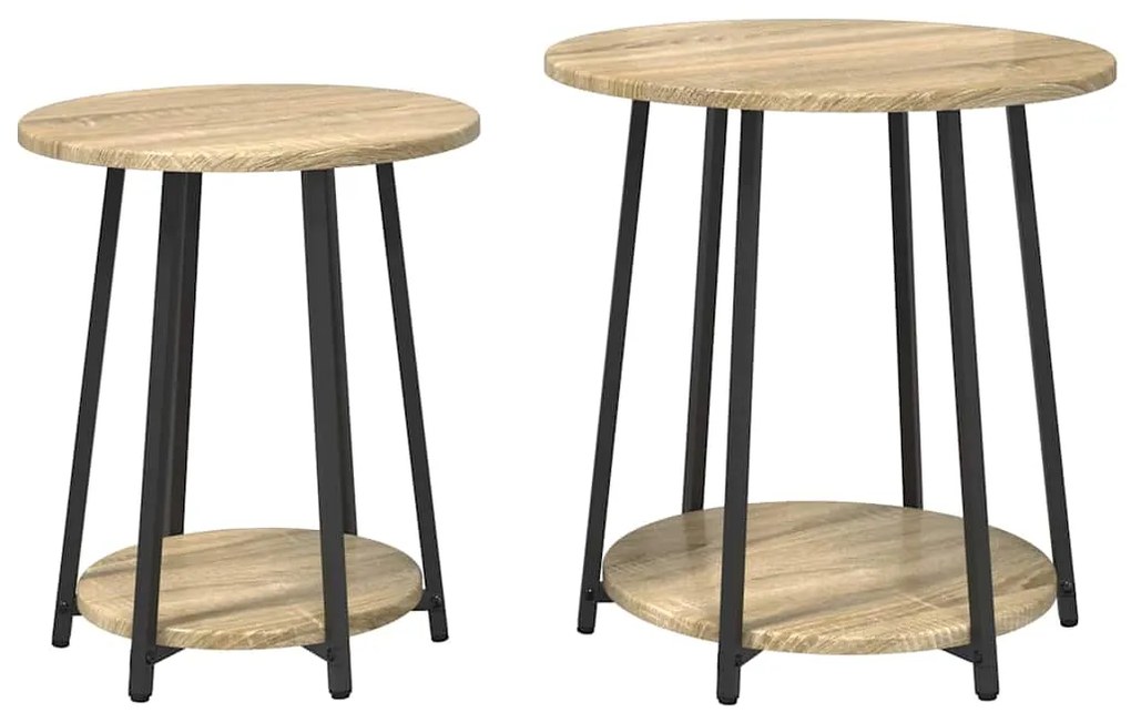 Conjunto de Mesas de Apoio 2 pcs Carvalho Sonoma em Madeira Compensada