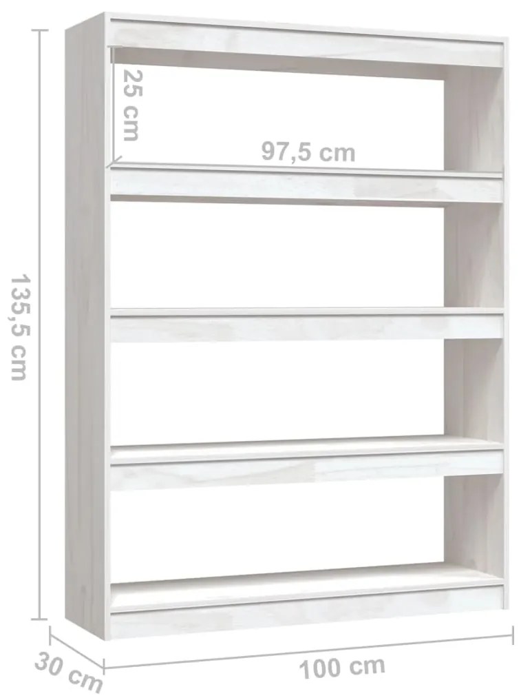 Estante/divisória 100x30x135,5 cm pinho maciço branco