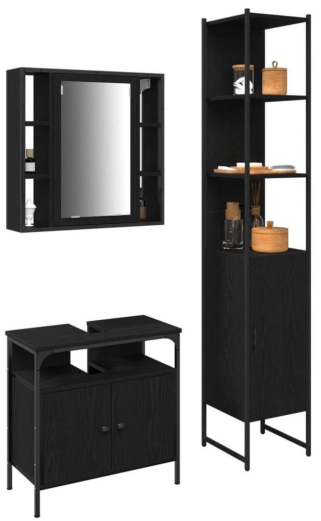 Conjunto de Mesas de Maquilhagem 3 Peças vidaXL Cinza Sonoma em Madeir