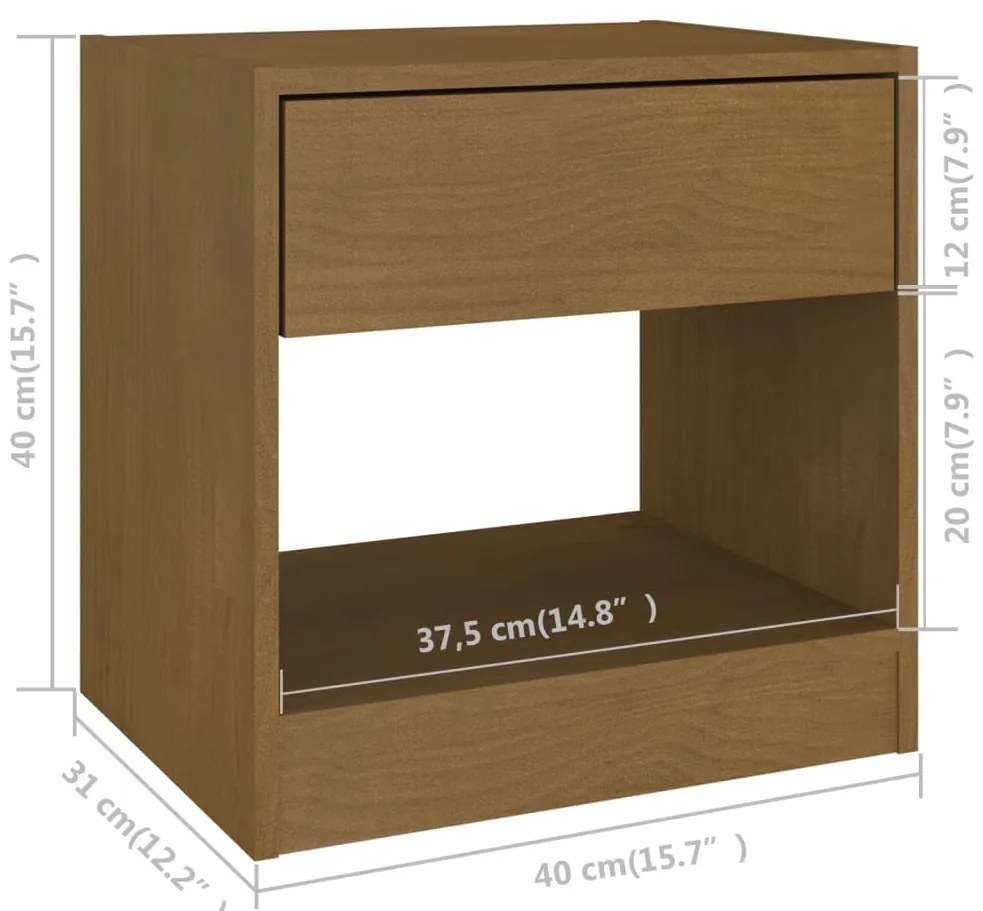 Mesas de cabeceira 2 pcs 40x31x40 cm pinho maciço castanho mel