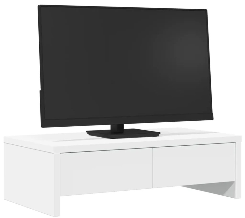 Suporte para monitor com gavetas derivados de madeira branco