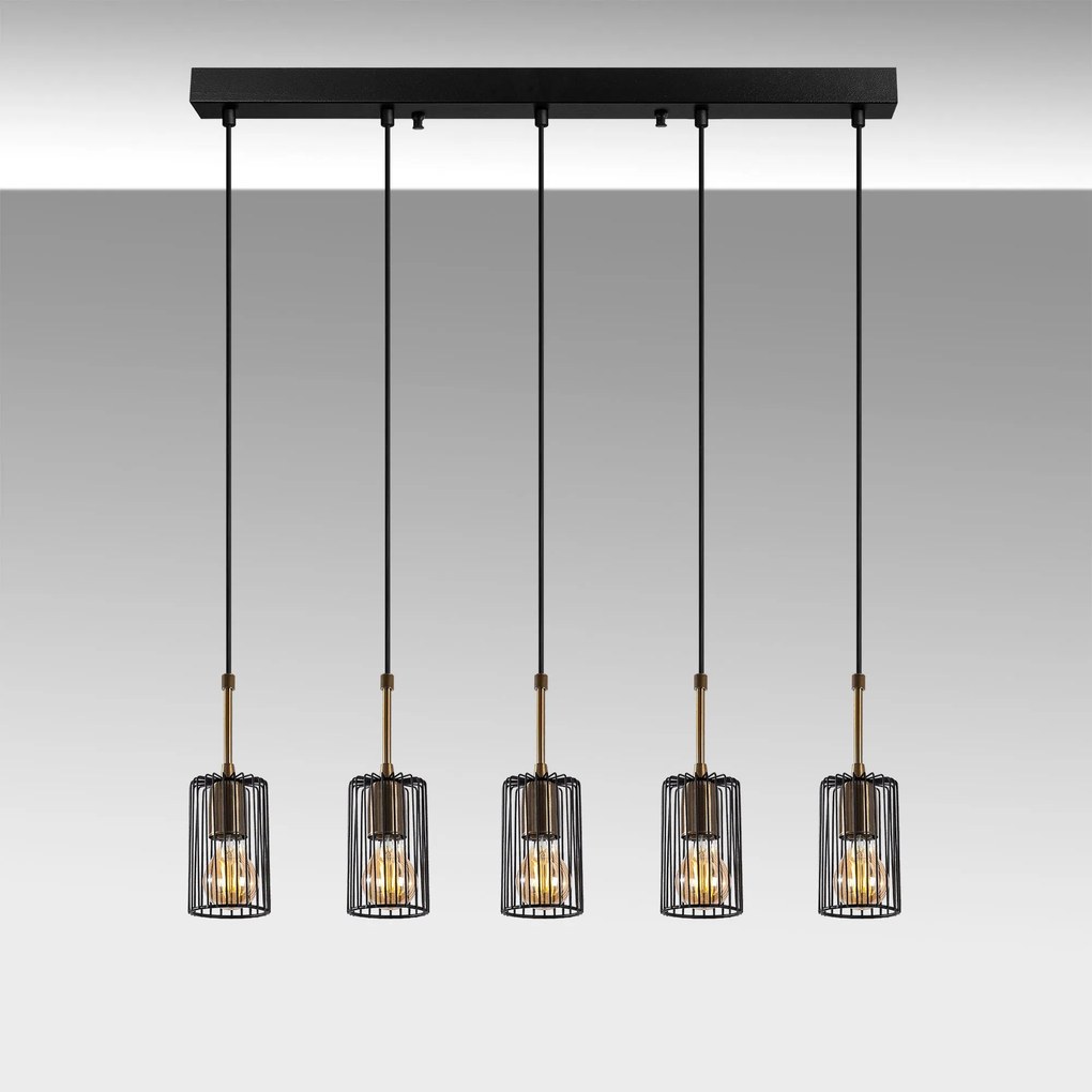 Candeeiro de Teto Kemtel – Preto – 80 x 9 x 121 cm