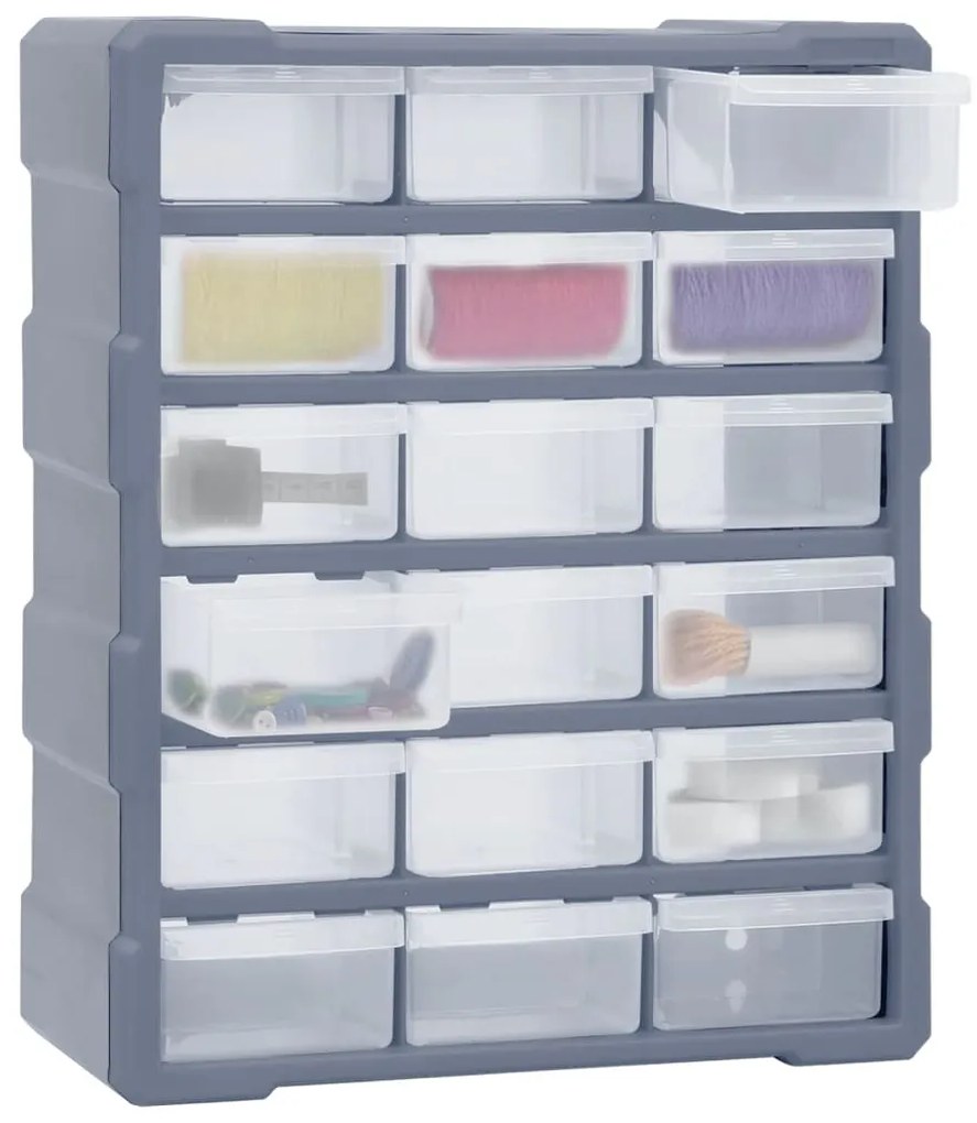 Caixa organizadora com 18 gavetas médias 38x16x47 cm