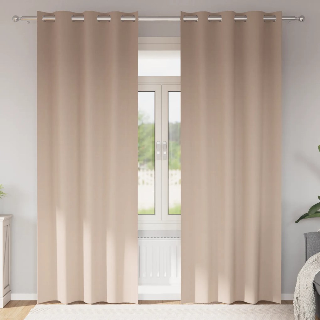 vidaXL Cortinas 2 pcs Cinzento-acastanhado 225 x 140 cm Poliéster