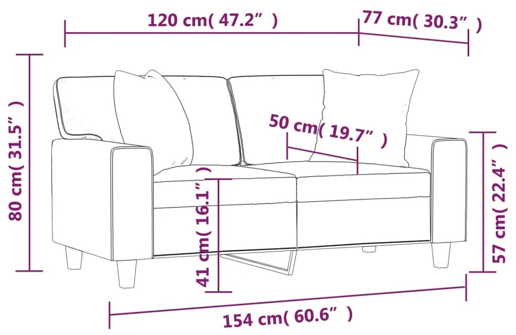 Sofá 2 lugares + almofadas decorativas 120cm couro artif. creme